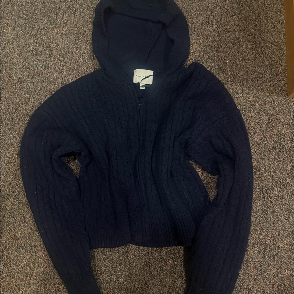 Pink rose zip up sweater